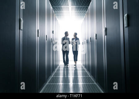 Technical personnel in machine room inspection Stock Photo
