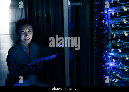 Technical personnel in the maintenance room inspection Stock Photo
