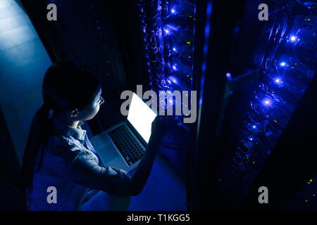 Technical personnel in the maintenance room inspection Stock Photo