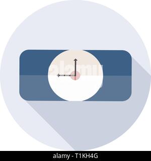 Wristwatch icon with long shadow in flat style Stock Vector