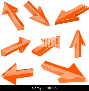 Orange straight 3d arrows Stock Vector
