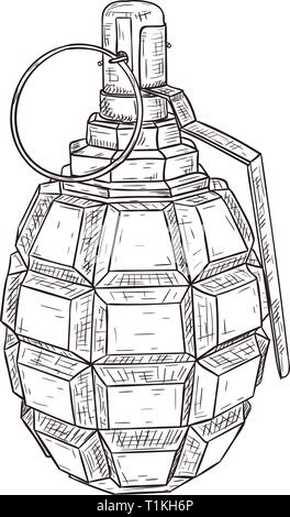 Military grenade. Hand drawn sketch Stock Vector