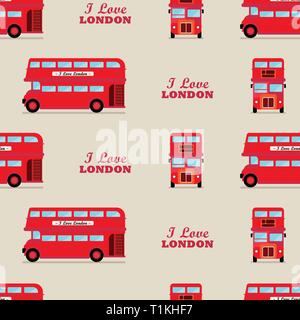 London city bus seamless pattern. Vector illustration. Stock Vector