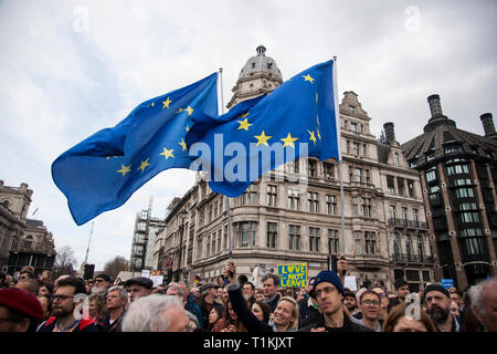 LONDON, UK - March 23rd 2019: Crowds of anti brexit supporters on a People's vote political march in London Stock Photo