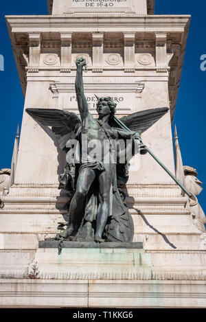 Monumento aos Restauradores (Monument to the Restorers) in Lisbon. The monument memorializes the victory of the Portuguese Restoration War. Stock Photo