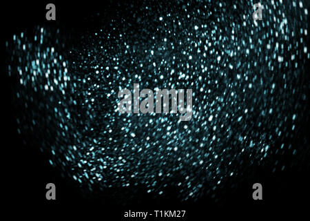 Glitter dust overlay, blue glitter, bokeh lights, texture, abstract background Stock Photo