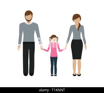 family characters mother father and daughter isolated on white background vector illustration EPS10 Stock Vector