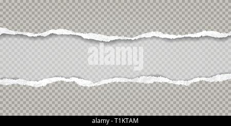 Torn squared grey horizontal paper strips with space for text. Vector illustration background Stock Vector