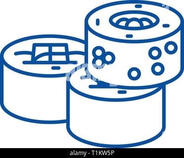 Sushi rolls line icon concept. Sushi rolls flat  vector symbol, sign, outline illustration. Stock Vector