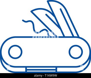 Swiss knife line icon concept. Swiss knife flat  vector symbol, sign, outline illustration. Stock Vector