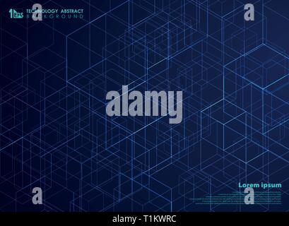Abstract technology square energy cube pattern background. You can use for futuristic design of tech artwork, ad, poster, print, cover design, annual  Stock Vector