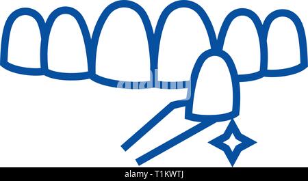 Teeth false line icon concept. Teeth false flat  vector symbol, sign, outline illustration. Stock Vector