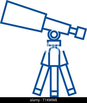 Telescope,scope line icon concept. Telescope,scope flat  vector symbol, sign, outline illustration. Stock Vector