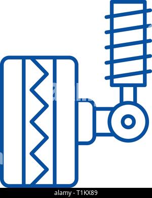 Tire fitting line icon concept. Tire fitting flat  vector symbol, sign, outline illustration. Stock Vector