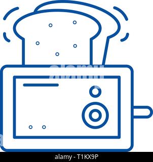 Toaster line icon concept. Toaster flat  vector symbol, sign, outline illustration. Stock Vector