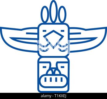 Totem,native american line icon concept. Totem,native american flat  vector symbol, sign, outline illustration. Stock Vector