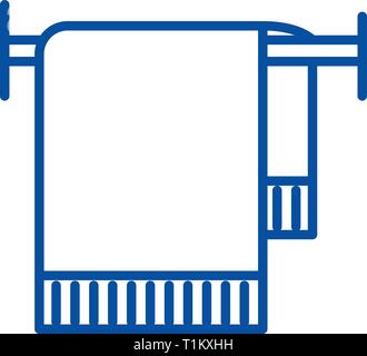 Towel in spa line icon concept. Towel in spa flat  vector symbol, sign, outline illustration. Stock Vector