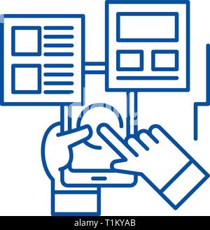User interaction line icon concept. User interaction flat  vector symbol, sign, outline illustration. Stock Vector