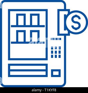 Vending machines line icon concept. Vending machines flat  vector symbol, sign, outline illustration. Stock Vector