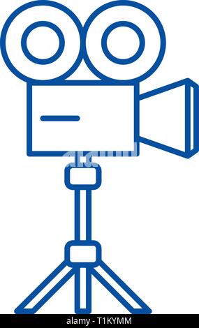 Video shooting line icon concept. Video shooting flat  vector symbol, sign, outline illustration. Stock Vector