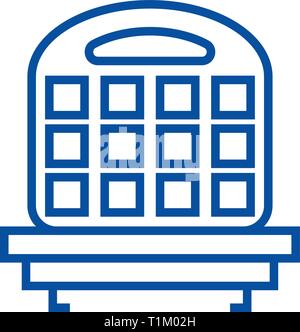 Waffle iron line icon concept. Waffle iron flat  vector symbol, sign, outline illustration. Stock Vector