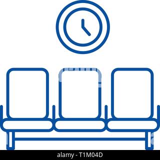 Waiting room line icon concept. Waiting room flat  vector symbol, sign, outline illustration. Stock Vector