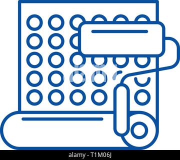 Wallpapering line icon concept. Wallpapering flat  vector symbol, sign, outline illustration. Stock Vector