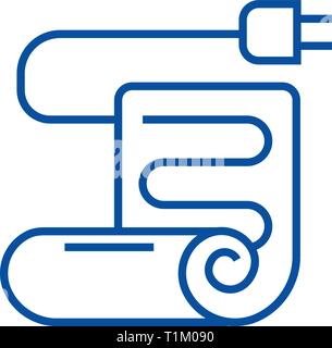 Warm floor,under floor heating line icon concept. Warm floor,under floor heating flat  vector symbol, sign, outline illustration. Stock Vector