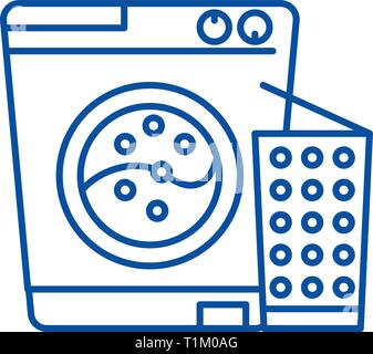 Washer line icon concept. Washer flat  vector symbol, sign, outline illustration. Stock Vector