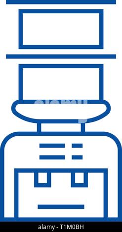 Water bottle system,delivery of drinks line icon concept. Water bottle system,delivery of drinks flat  vector symbol, sign, outline illustration. Stock Vector