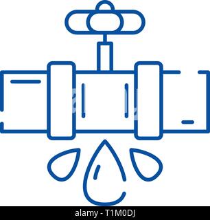 Water pipes line icon concept. Water pipes flat  vector symbol, sign, outline illustration. Stock Vector