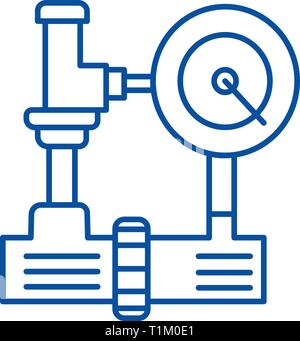 Water pressure system, hvac industry line icon concept. Water pressure system, hvac industry flat  vector symbol, sign, outline illustration. Stock Vector