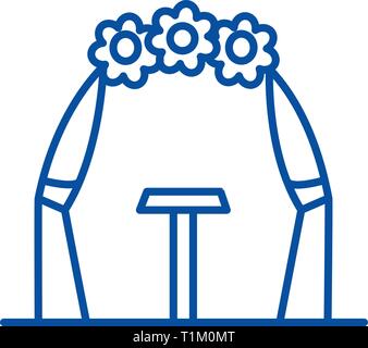 Wedding arch line icon concept. Wedding arch flat  vector symbol, sign, outline illustration. Stock Vector
