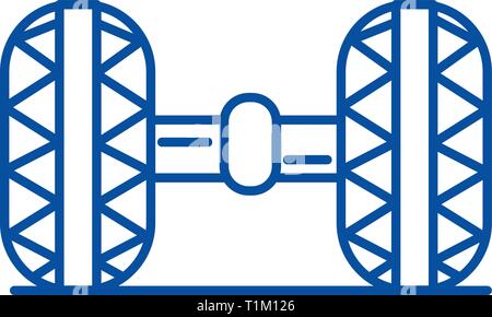 Wheel alignment,garage line icon concept. Wheel alignment,garage flat  vector symbol, sign, outline illustration. Stock Vector