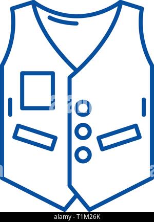 Work vest line icon concept. Work vest flat  vector symbol, sign, outline illustration. Stock Vector