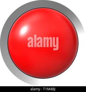 Web button 3d - red glossy realistic with metal frame - 3d rendering Stock Photo