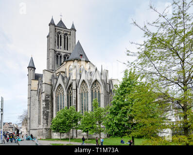 GHENT, BELGIUM - APRIL 16, 2017: Church of St Nicholas in the Ghent, Belgium Stock Photo