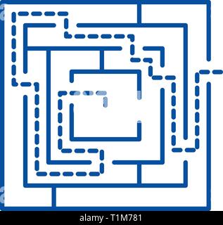Labyrinth solution line icon concept. Labyrinth solution flat  vector symbol, sign, outline illustration. Stock Vector