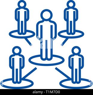 Leadership network,multilevel  line icon concept. Leadership network,multilevel  flat  vector symbol, sign, outline illustration. Stock Vector