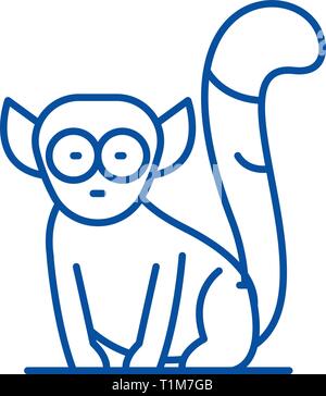 Lemur line icon concept. Lemur flat  vector symbol, sign, outline illustration. Stock Vector