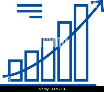 Line chart line icon concept. Line chart flat  vector symbol, sign, outline illustration. Stock Vector