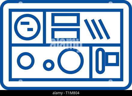 Lunch box line icon concept. Lunch box flat  vector symbol, sign, outline illustration. Stock Vector