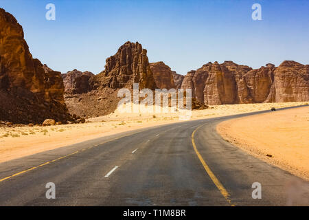 Road leading to Al Ula, Saudi Arabia Stock Photo