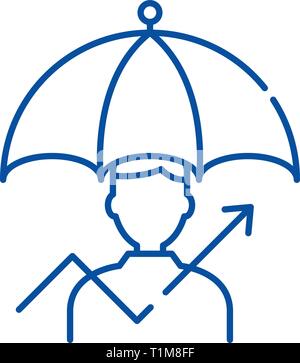 Management of risks line icon concept. Management of risks flat  vector symbol, sign, outline illustration. Stock Vector
