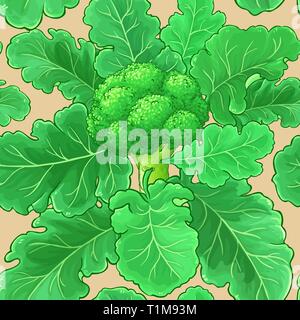 broccoli vector pattern on color background Stock Vector