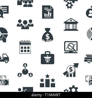 Business corporate stakeholder and company strategy icons infographics, digital vector seamless pattern Stock Vector