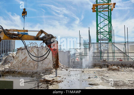 Demolition at UK construction site Stock Photo
