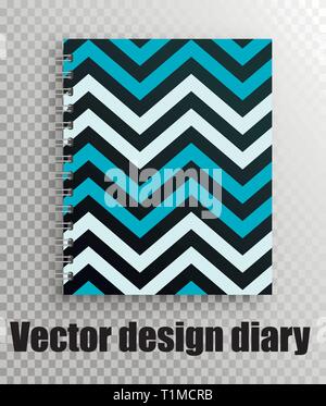 Stylish vector mockup diary notebook layout - geometry print pattern. Stylish zigzag pattern Stock Vector