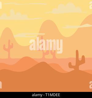 Cartoon landscape for game design, soft nature background -desert Stock Vector