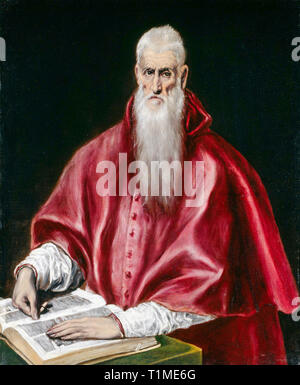 El Greco, Saint Jerome as Scholar, portrait painting, 1610 Stock Photo